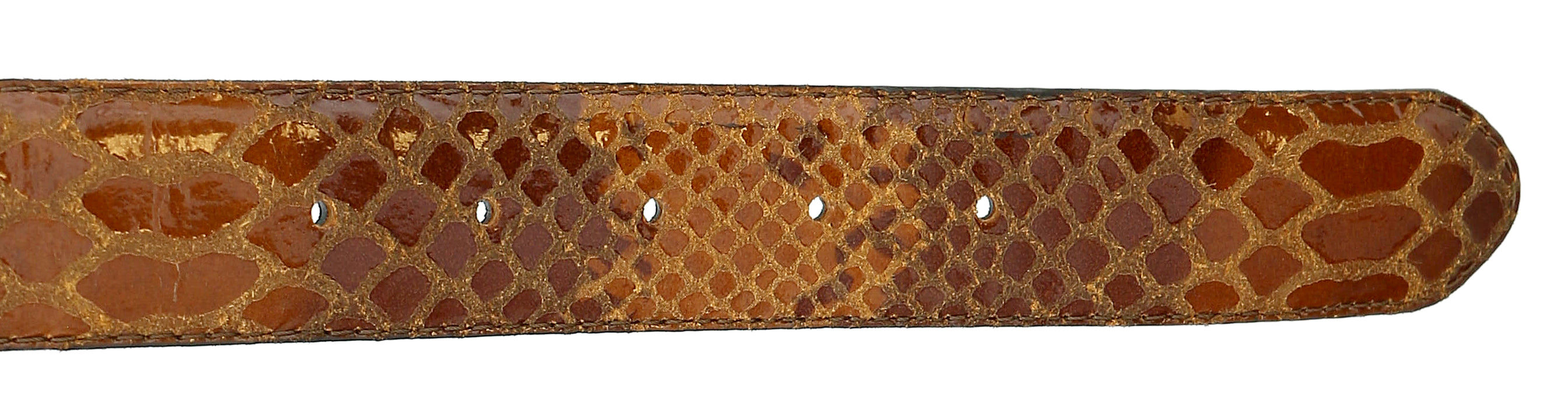 Pierre Cardin Brown Python Embossed Rectangular D-Ring Buckle Adjustable Belt Adjustable Mens Belt-