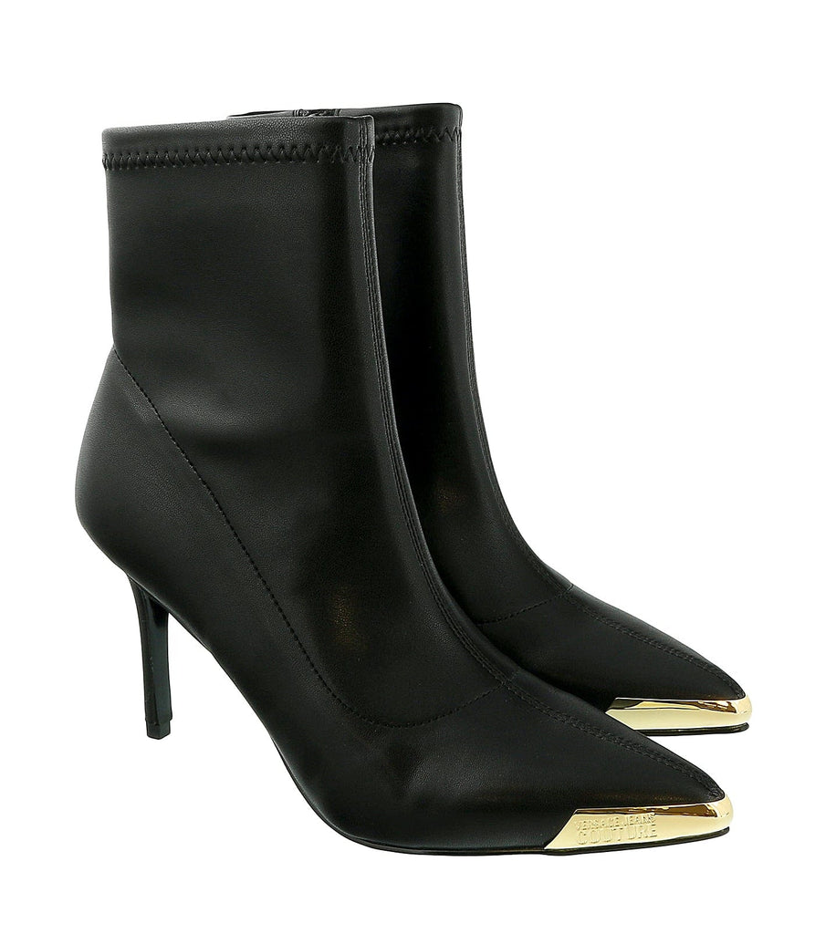 Versace Jeans Couture Black Side Zip Cap Toe Ankle Boot-