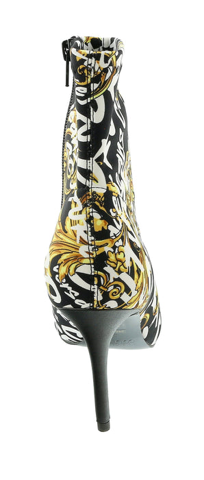 Versace Jeans Couture Womens Black Gold Side Zip Cap Toe Ankle Boot-
