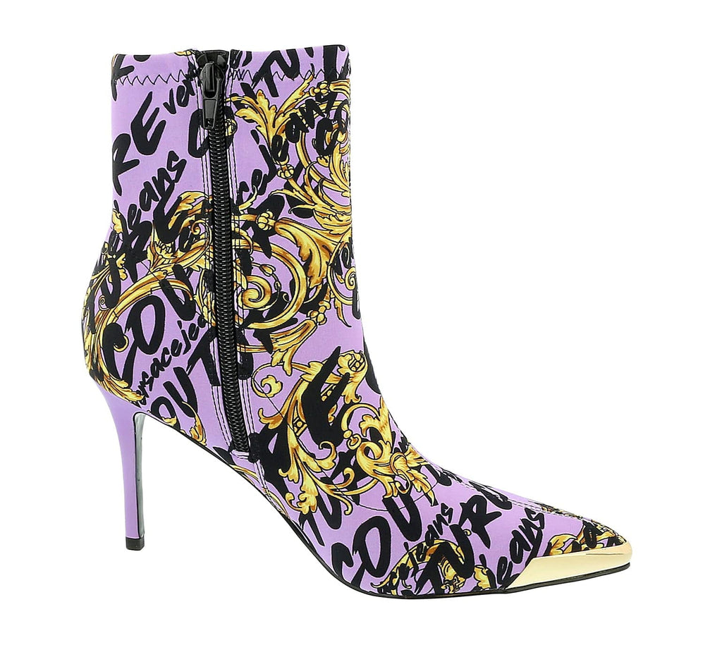 Versace Jeans Couture Purple Side Zip Cap Toe Ankle Boot-