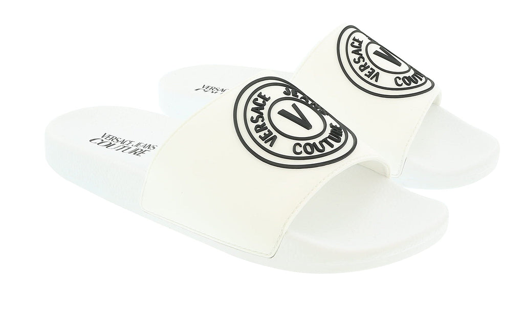 Versace Jeans Couture White Medallion Logo Embossed  Pool Slide-39