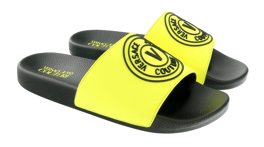 Versace Jeans Couture Neon Yellow Medallion Logo Embossed  Pool Slide-41