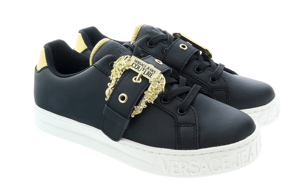 Versace Jeans Couture Black Baroque Buckle Fashion Lace Up Sneakers-7