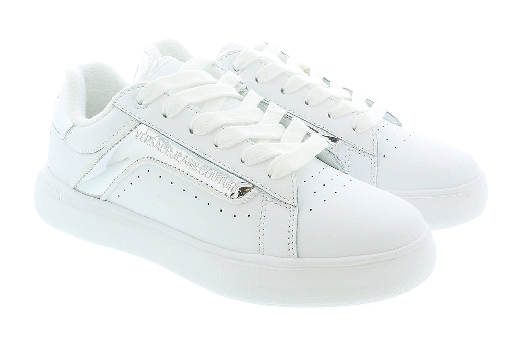 Versace Jeans Couture White/Silver Court Fashion Lace Up Sneakers-7