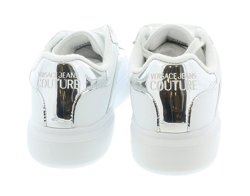 Versace Jeans Couture White/Silver Court Fashion Lace Up Sneakers-