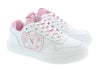 Versace Jeans Couture White/Pink V-Logo Court Lace Up Sneakers-