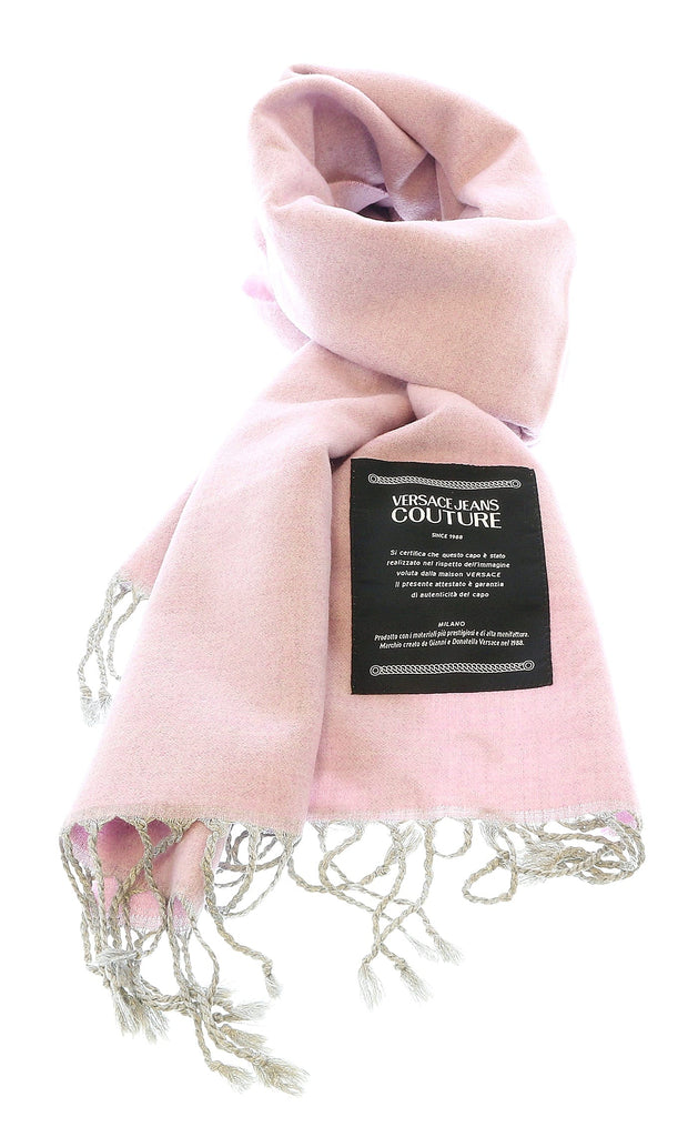 Versace Jeans Couture Light Pink Signature Label Fringe Fashion Scarf