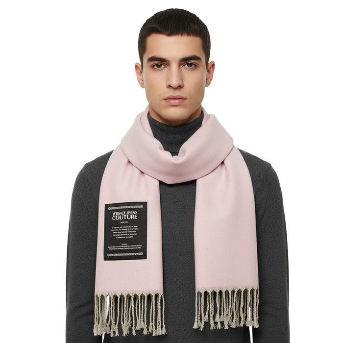 Versace Jeans Couture Light Pink Signature Label Fringe Fashion Scarf
