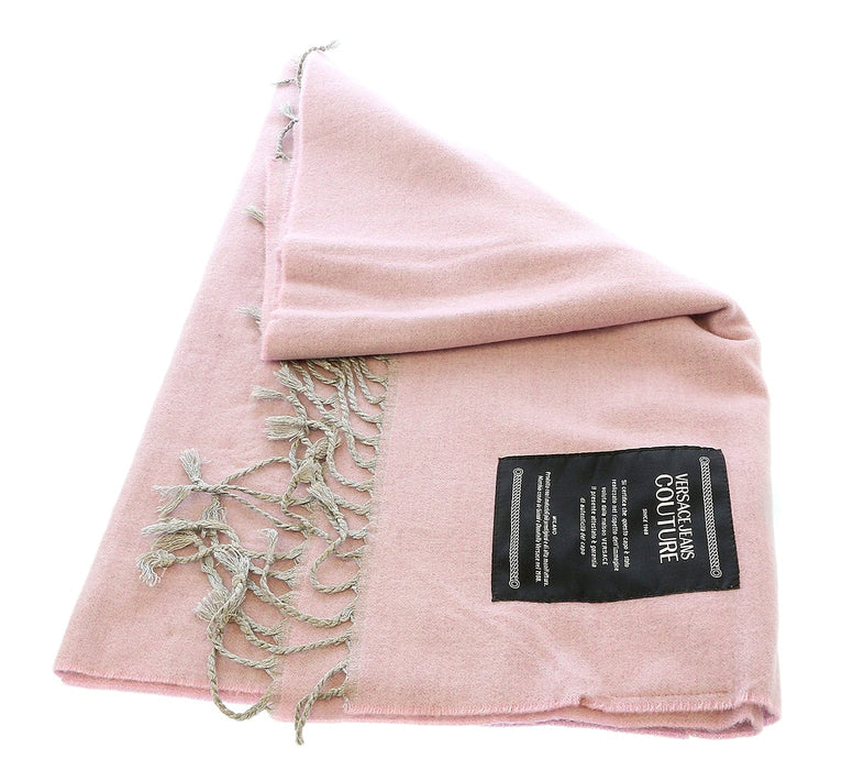 Versace Jeans Couture Light Pink Signature Label Fringe Fashion Scarf