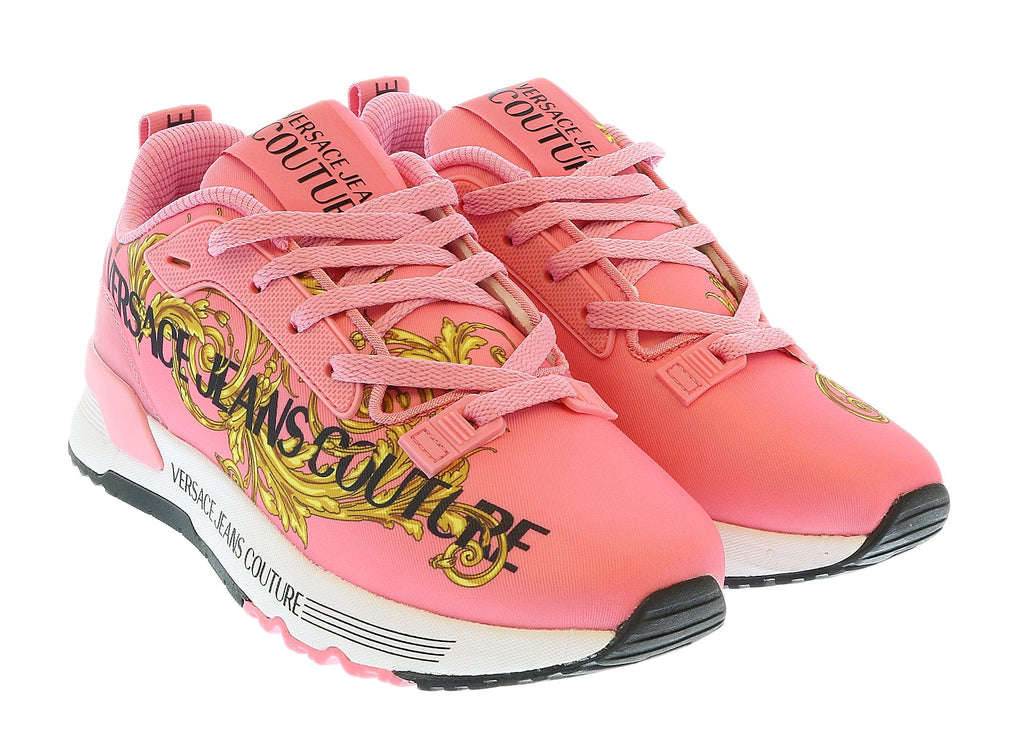 Versace Jeans Couture Coral Baroque Detail Lace Up Fashion Sneakers-5