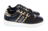 Versace Jeans Couture Black Gold Baroque Detail Lace Up Fashion Court Sneakers-