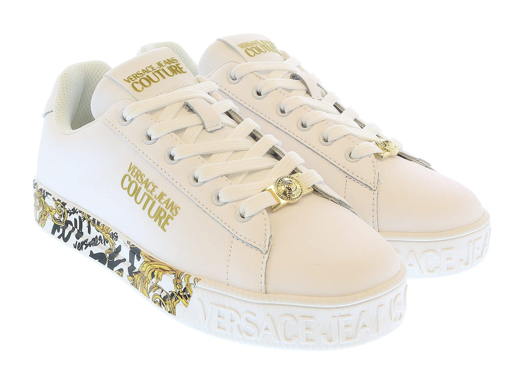 Versace Jeans Couture White Baroque Sole Lace Up Fashion Court Sneakers-7