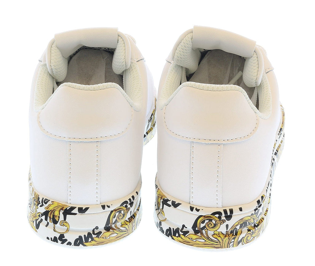 Versace Jeans Couture White Baroque Sole Lace Up Fashion Court Sneakers-