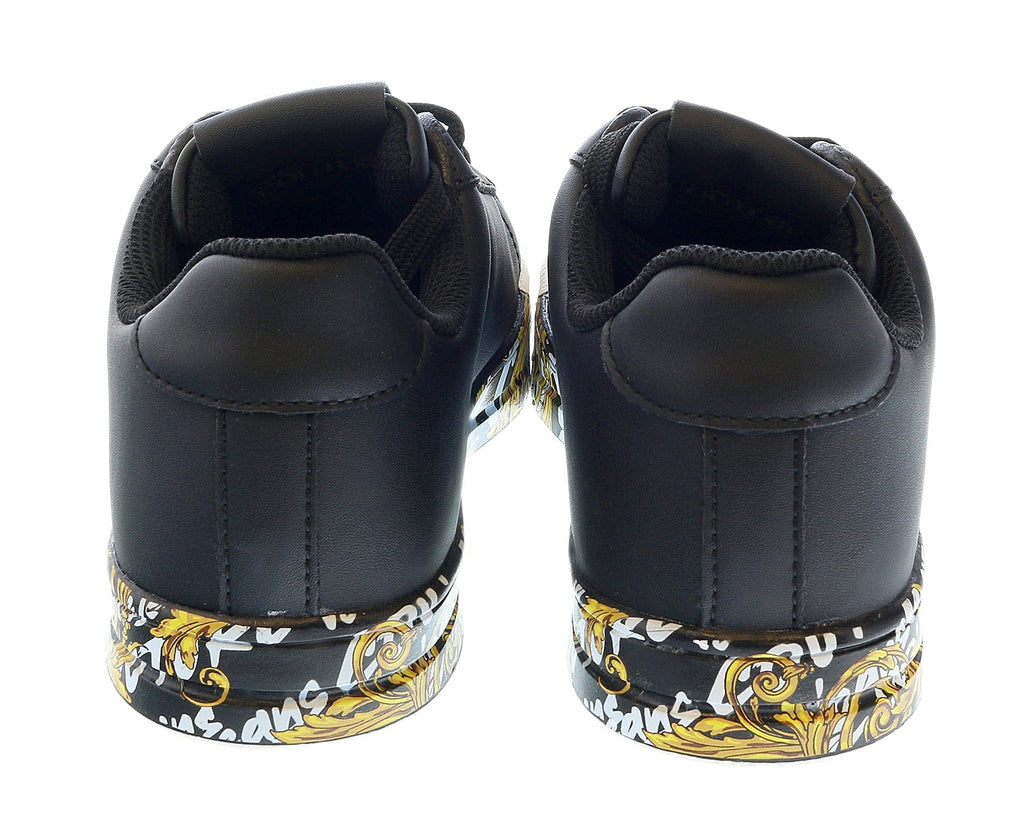 Versace Jeans Couture Black Baroque Sole Lace Up Fashion Court Sneakers-