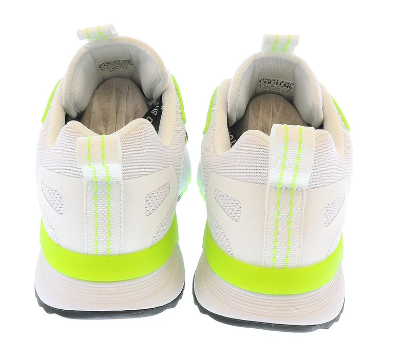 Versace Jeans Couture Mens White Neon Green  Lace Up  Athletic Sneakers