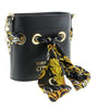 Versace Jeans Couture Black Scarf Embellished Small Bucket Bag