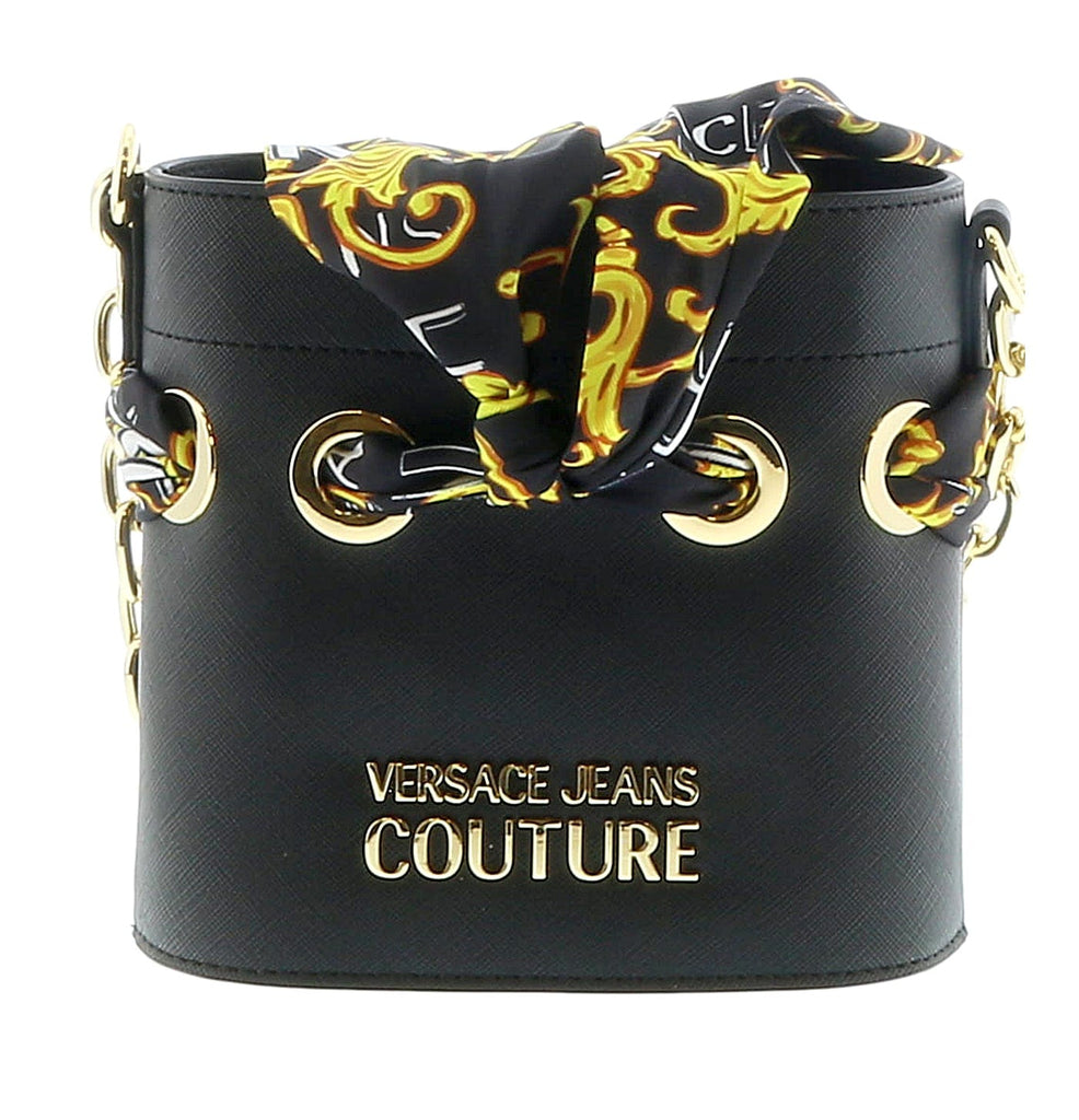 Versace Jeans Couture Black Scarf Embellished Small Bucket Bag