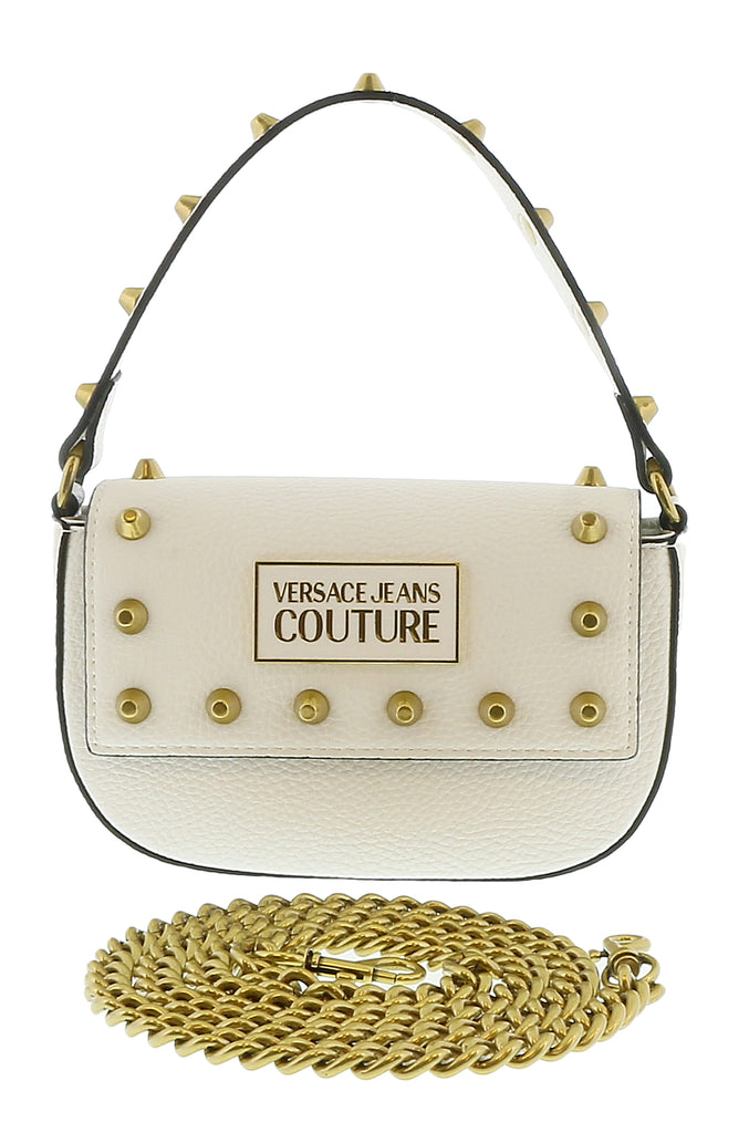 Versace Jeans Couture White Structured Riveted Shoulder Bag