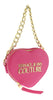 Versace Jeans Couture Fuschia Heart Chain Charm Embellished Small Crossbody Bag