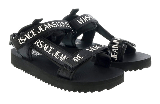 Versace Jeans Couture Black Signature Strap Trek Fashion Sandal