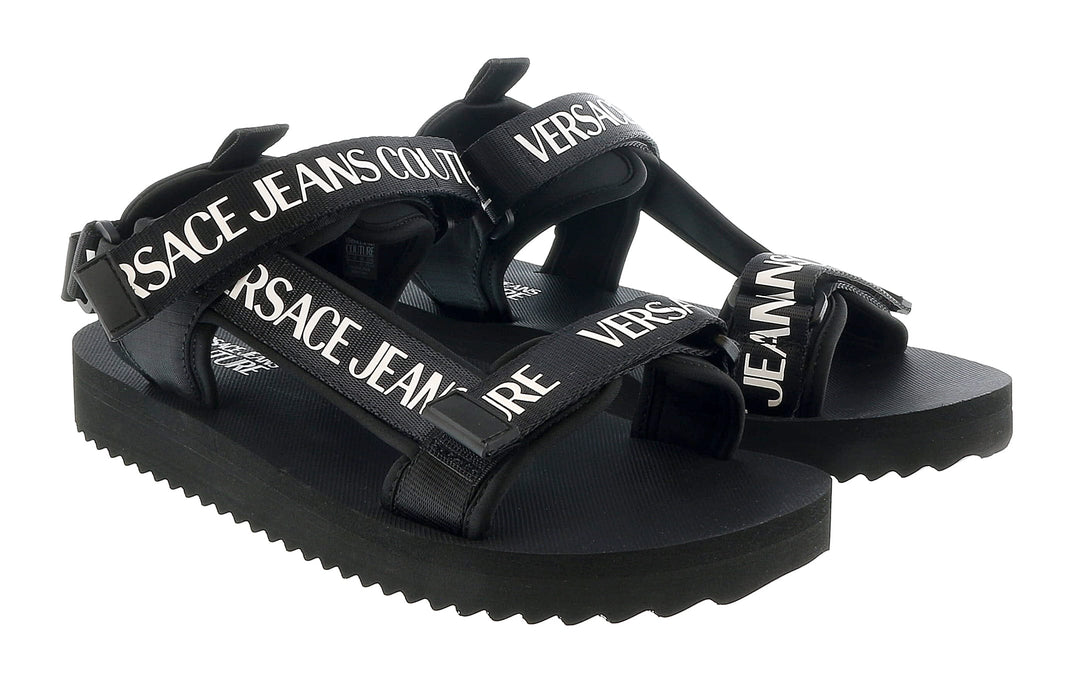 Versace Jeans Couture Black Signature Strap Trek Fashion Sandal-10