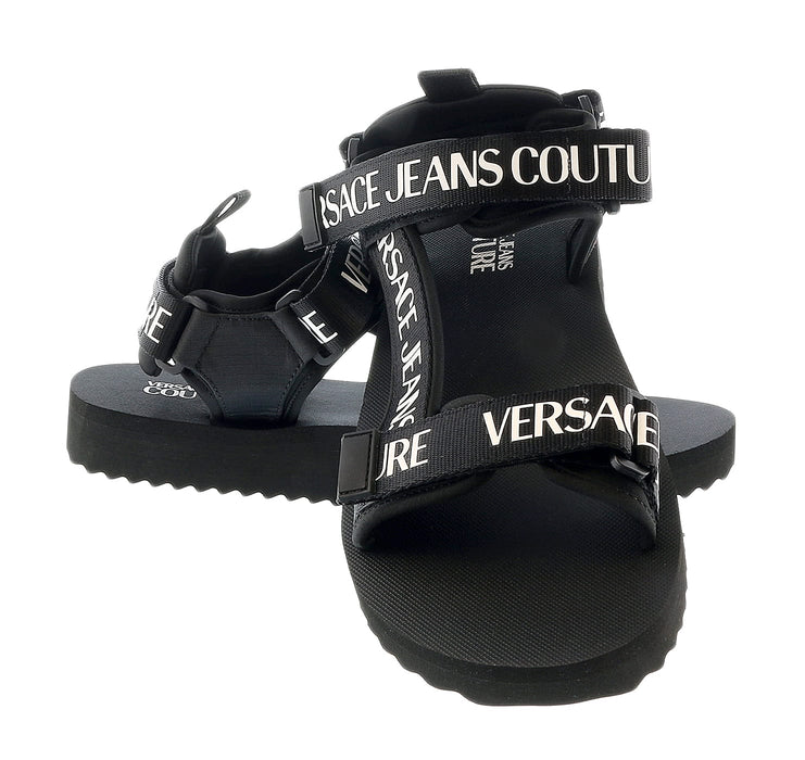 Versace Jeans Couture Black Signature Strap Trek Fashion Sandal