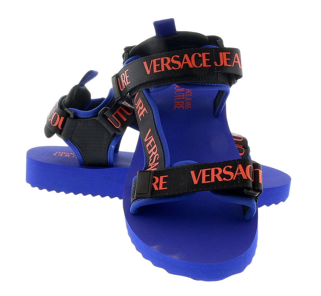Versace Jeans Couture Electric Blue Signature Strap Trek Fashion Sandal-