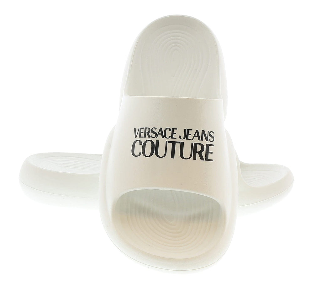 Versace Jeans Couture White Signature Platform Slide Sandals-
