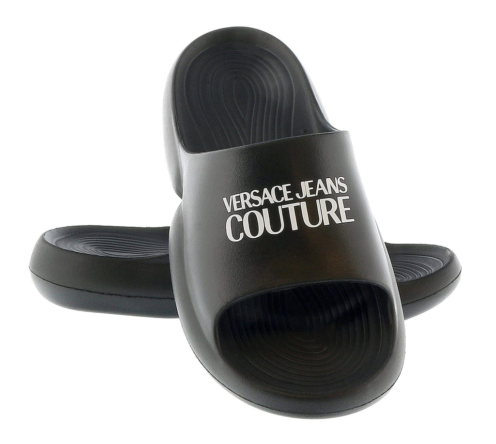 Versace Jeans Couture Black Signature Platform Pool Slide-