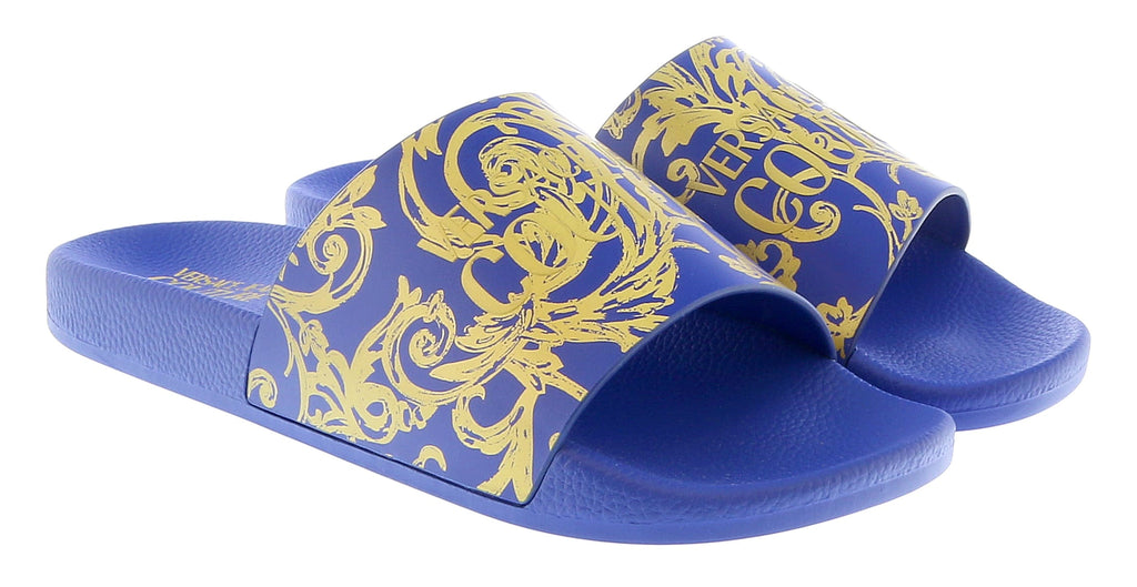 Versace Jeans Couture Electric Blue Baroque Print  Pool Slide-7