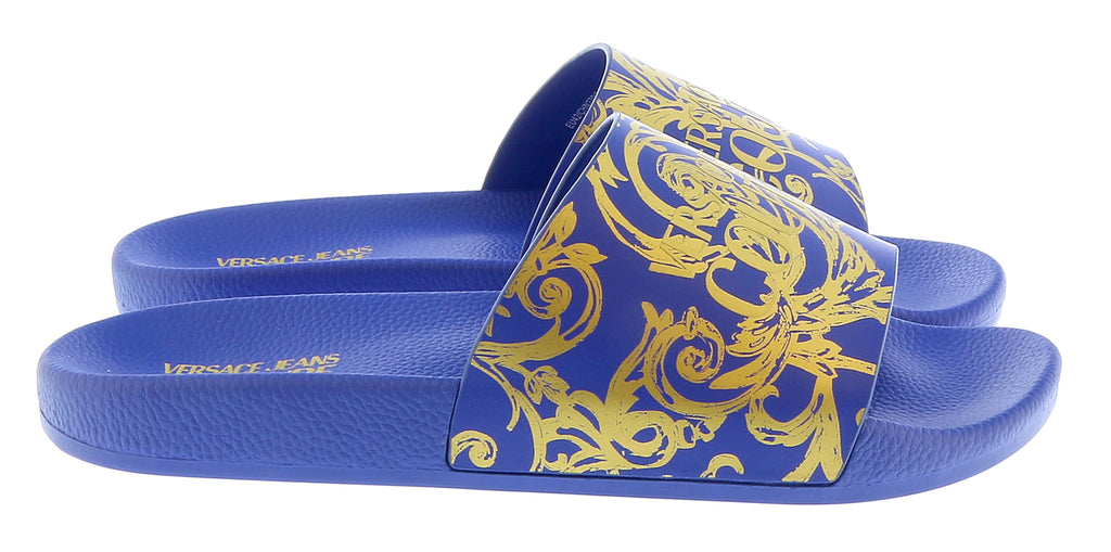 Versace Jeans Couture Electric Blue Baroque Print  Pool Slide-