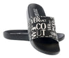 Versace Jeans Couture Black All Around Signature Print  Pool Slide-