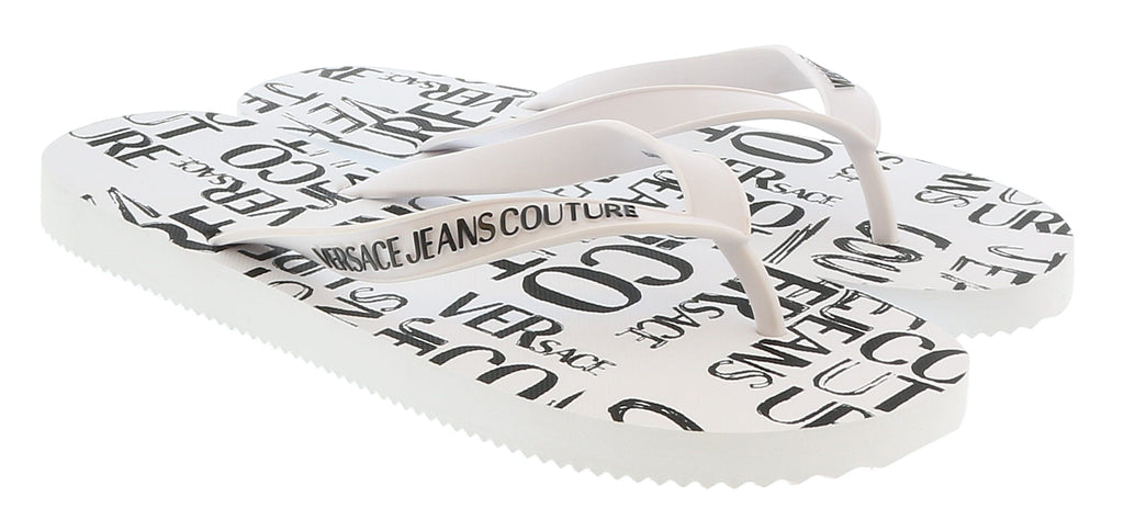 Versace Jeans Couture White All Around  Signature Print  Fashion  Flip Flop-9