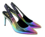 Versace Jeans Couture Womens  Technicolor Print High Heel Slingbacks-