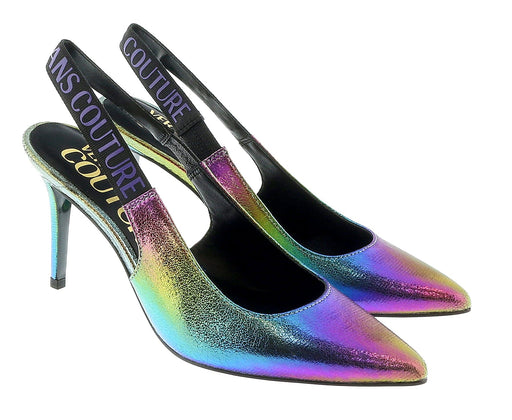 Versace Jeans Couture Womens  Technicolor Print High Heel Slingbacks-