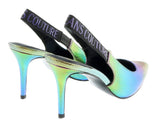 Versace Jeans Couture  Technicolor Print High Heel Slingbacks-