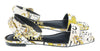 Versace Jeans Couture White Gold Logo Baroque Flat Sandals-
