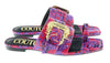 Versace Jeans Couture Purple Red Logo Baroque Flat Slip On Mule Sandals-