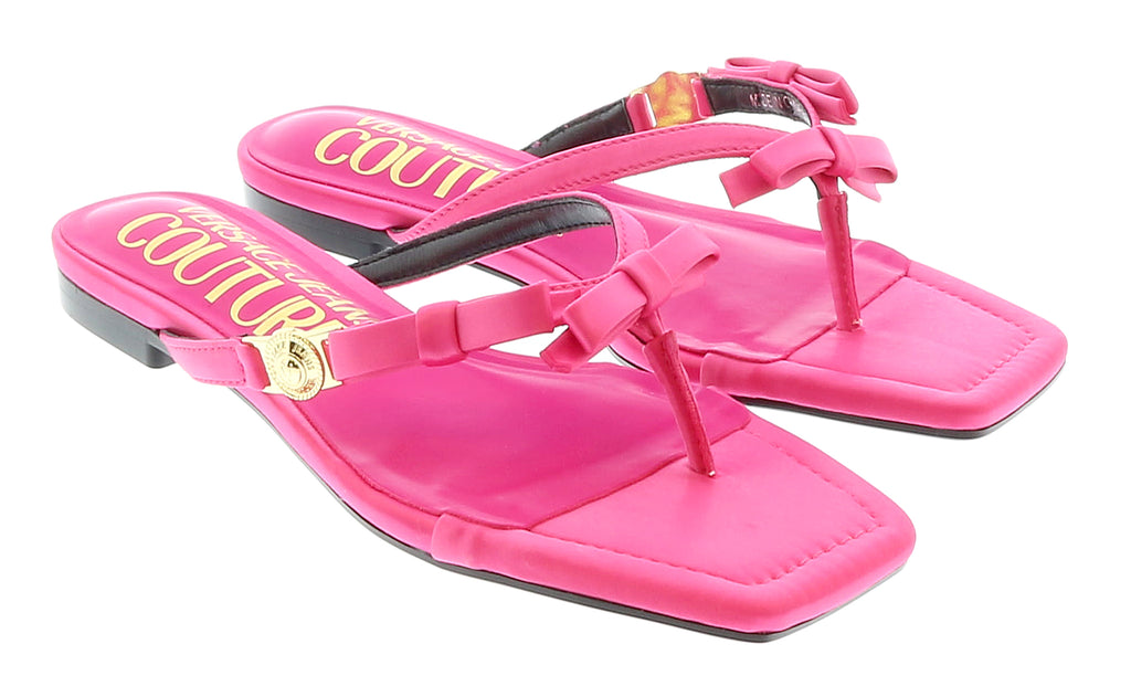 Versace Jeans Couture Hot Pink Bow Fashion Flip Flop Sandals-6