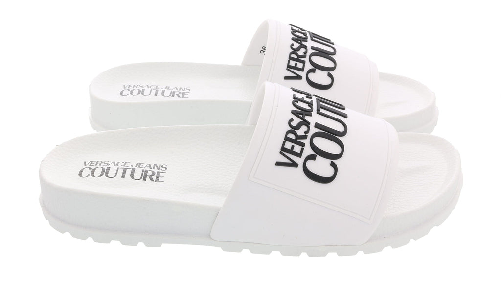 Versace Jeans Couture White Logo Pool Slide-