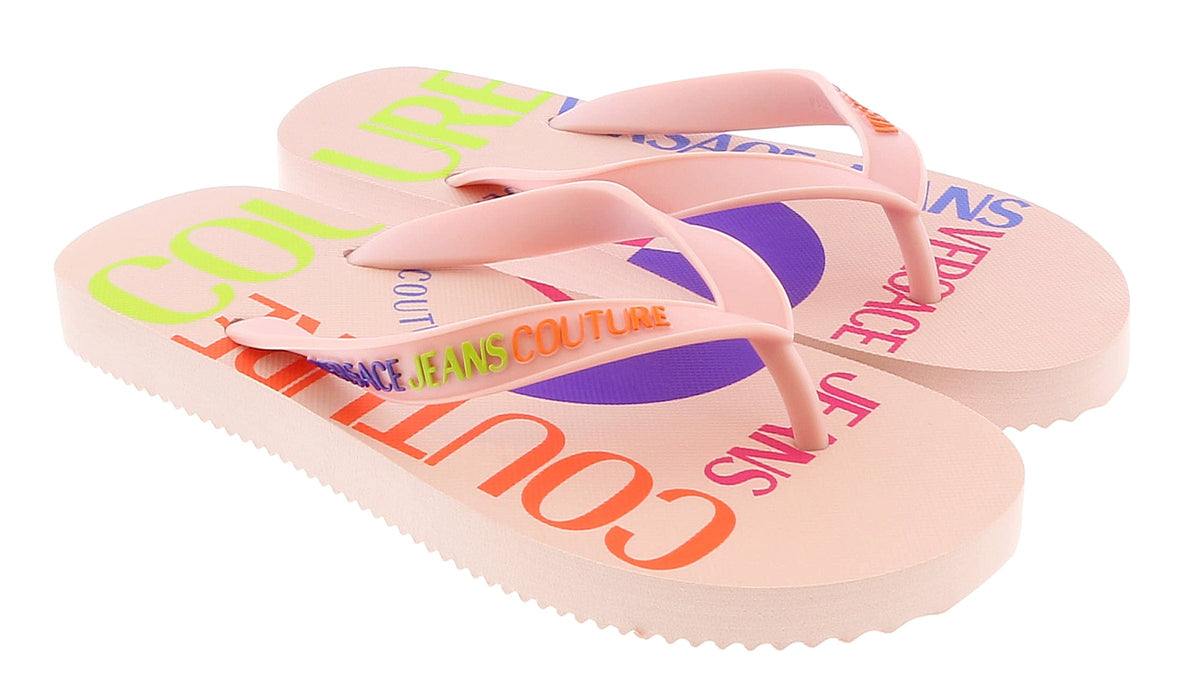 Versace Jeans Couture Womens Pink Signature Sole Fashion Flip Flop-EU35