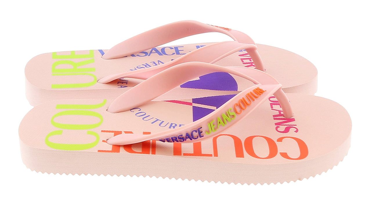 Versace Jeans Couture Womens Pink Signature Sole Fashion Flip Flop-