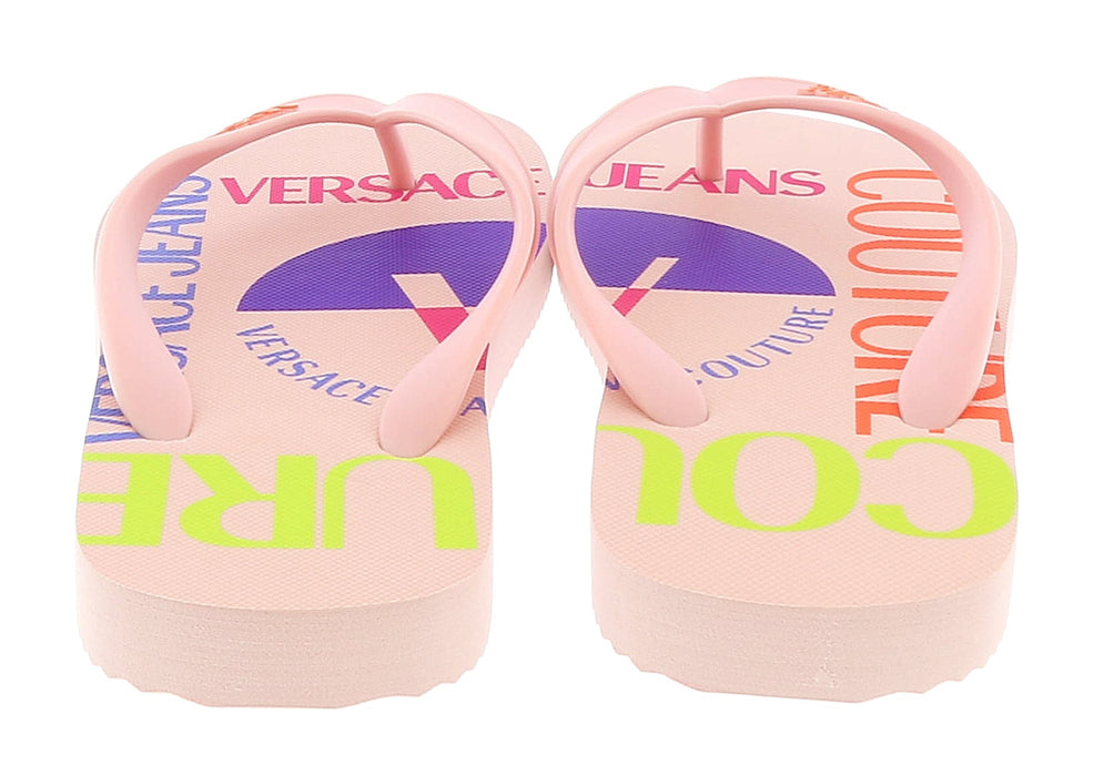 Versace Jeans Couture Womens Pink Signature Sole Fashion Flip Flop-