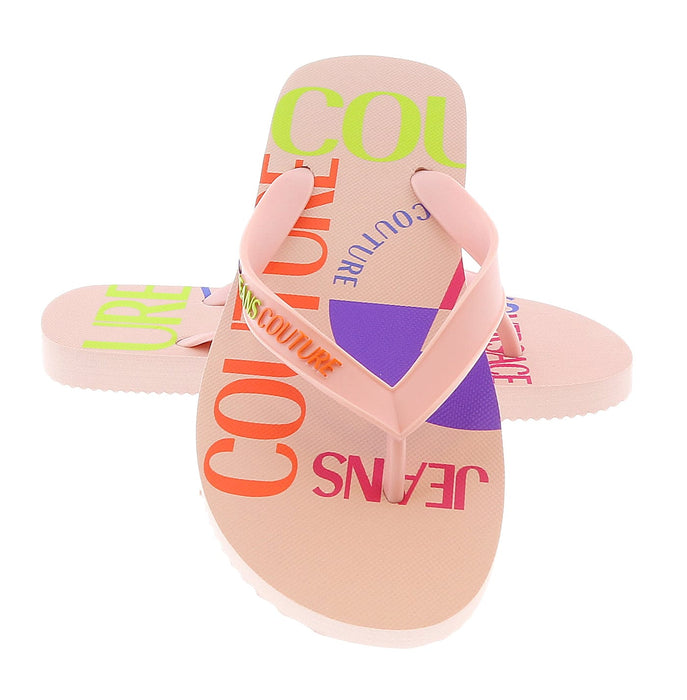 Versace Jeans Couture Womens Pink Signature Sole Fashion Flip Flop-