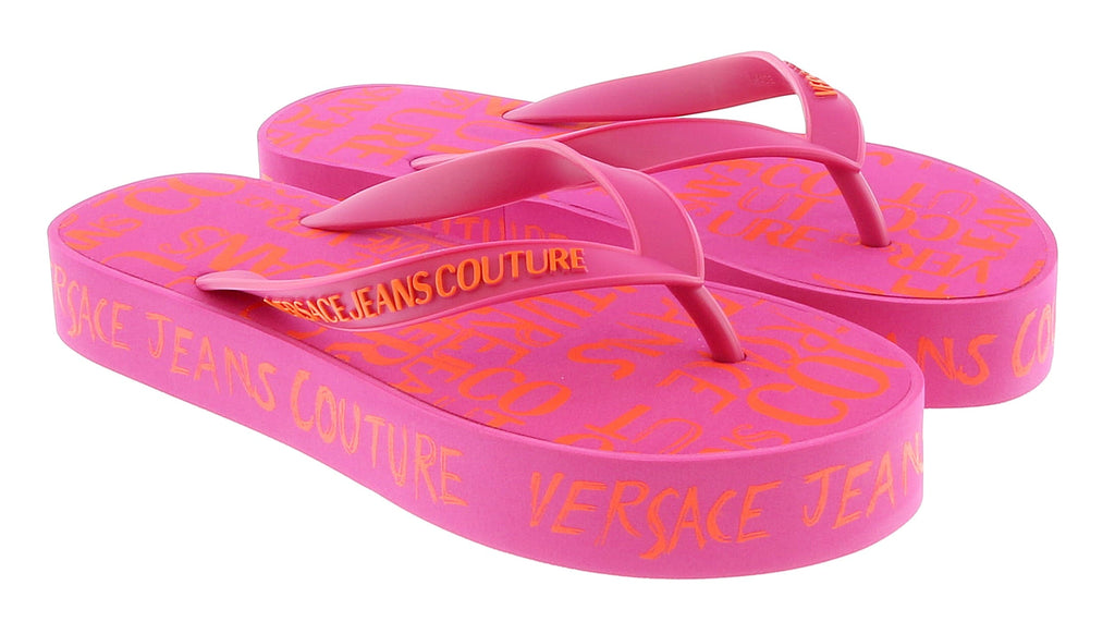 Versace Jeans Couture Pink Signature Sole Fashion Platform Flip Flop