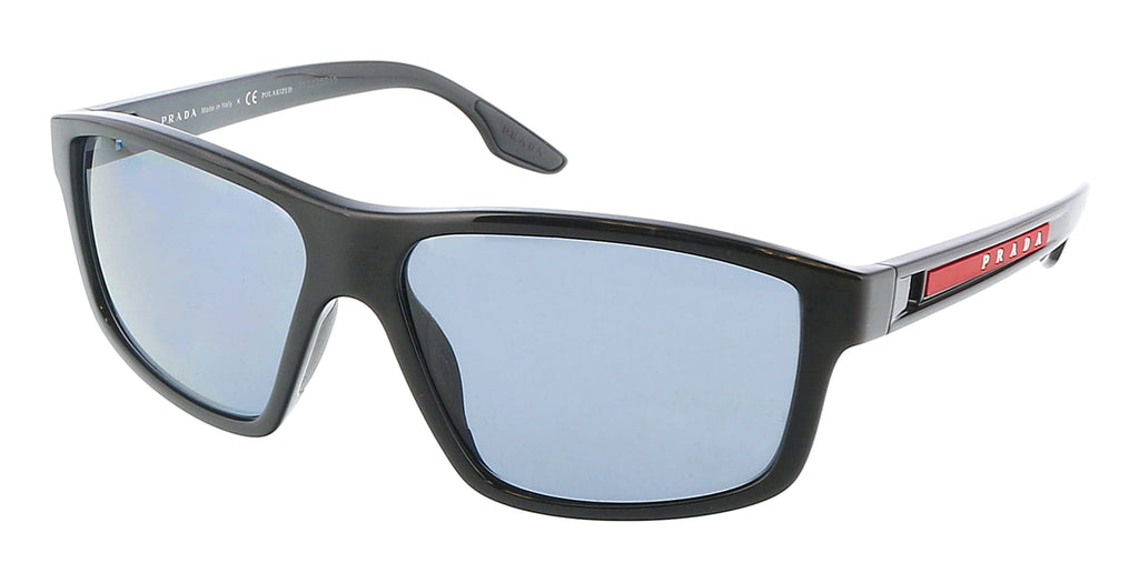 Prada Linea Rossa  Black Semi Rim Rectangle Sunglasses