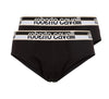 Roberto Cavalli Black Cotton Jersey Stretch Brief Slip-2-Pack-M