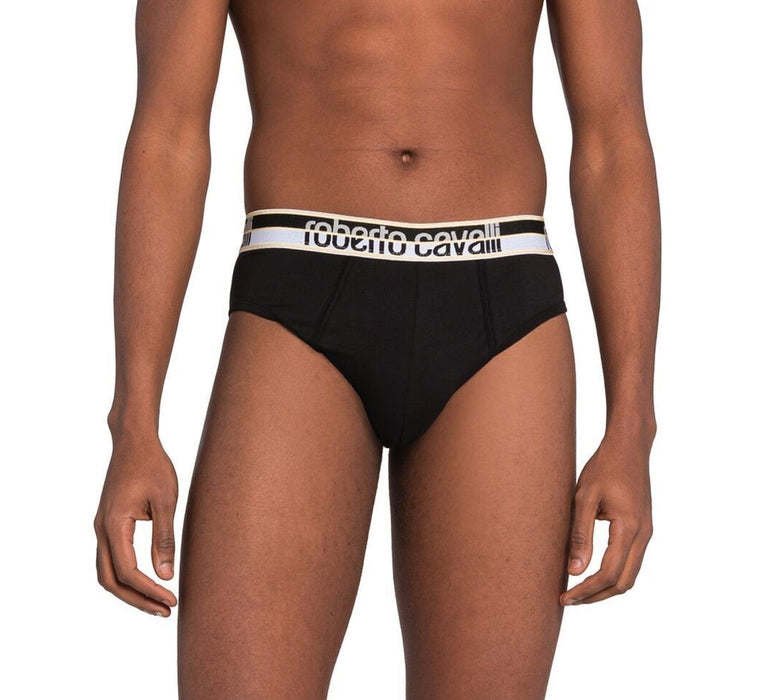 Roberto Cavalli Black Cotton Jersey Stretch Brief Slip-2-Pack-