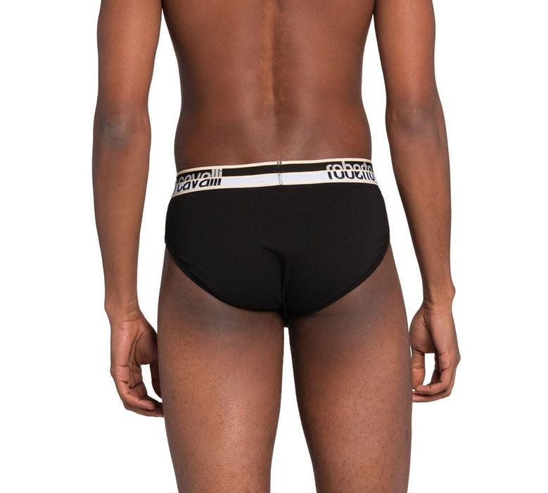 Roberto Cavalli Black Cotton Jersey Stretch Brief Slip-2-Pack-