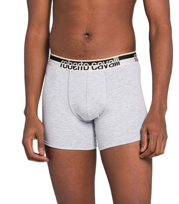 Roberto Cavalli Grey Melange Cotton Jersey Stretch Boxer Brief-2-Pack-